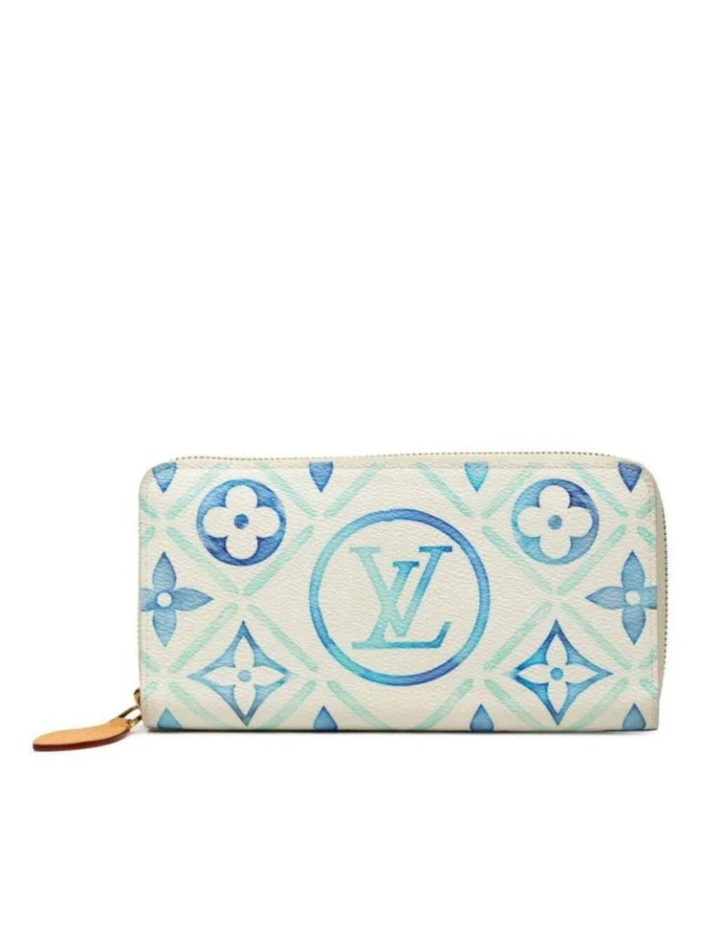 Louis Vuitton Monogram Tile Zippy Wallet by the Pool Lagoon Blue White Leather